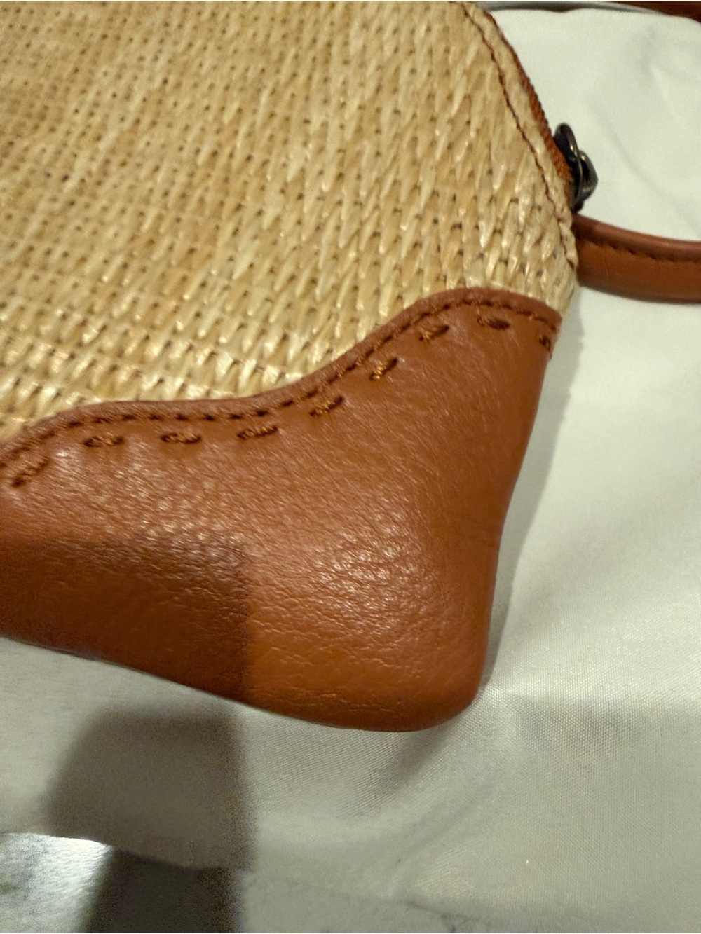HOBO Tan Woven Wristlet with Brown Leather Ring Handle - Picture 6 of 16